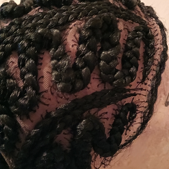 Handmade Black Long Braided Wig with Beads - Picture 7 of 11